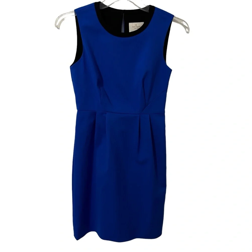 KATE SPADE‎ NY Women's NWT Size 4 Blue/Black Sleeveless Dress Fully Lined $358